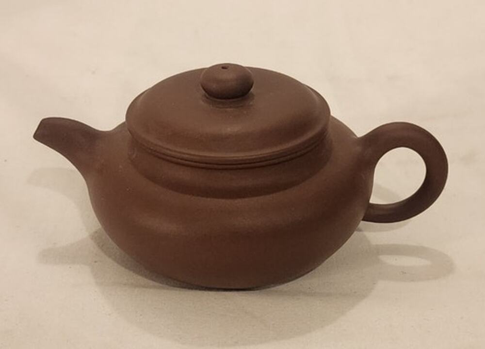 Yixing‑Style Brown Clay Teapot – Double Marked – 5.75" Vintage
